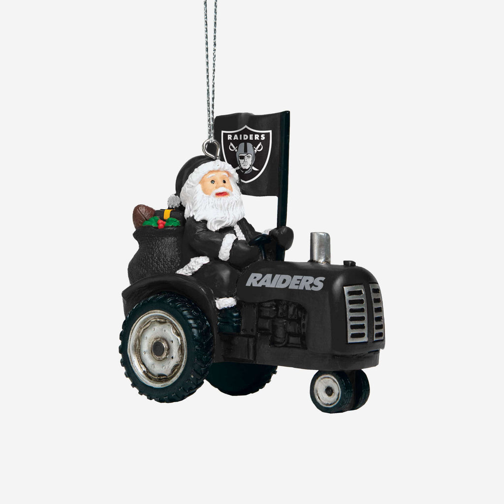 Las Vegas Raiders Santa Riding Tractor Ornament FOCO - FOCO.com