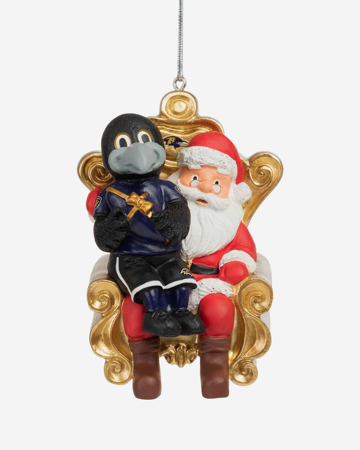 Poe Baltimore Ravens Mascot On Santa's Lap Ornament FOCO - FOCO.com