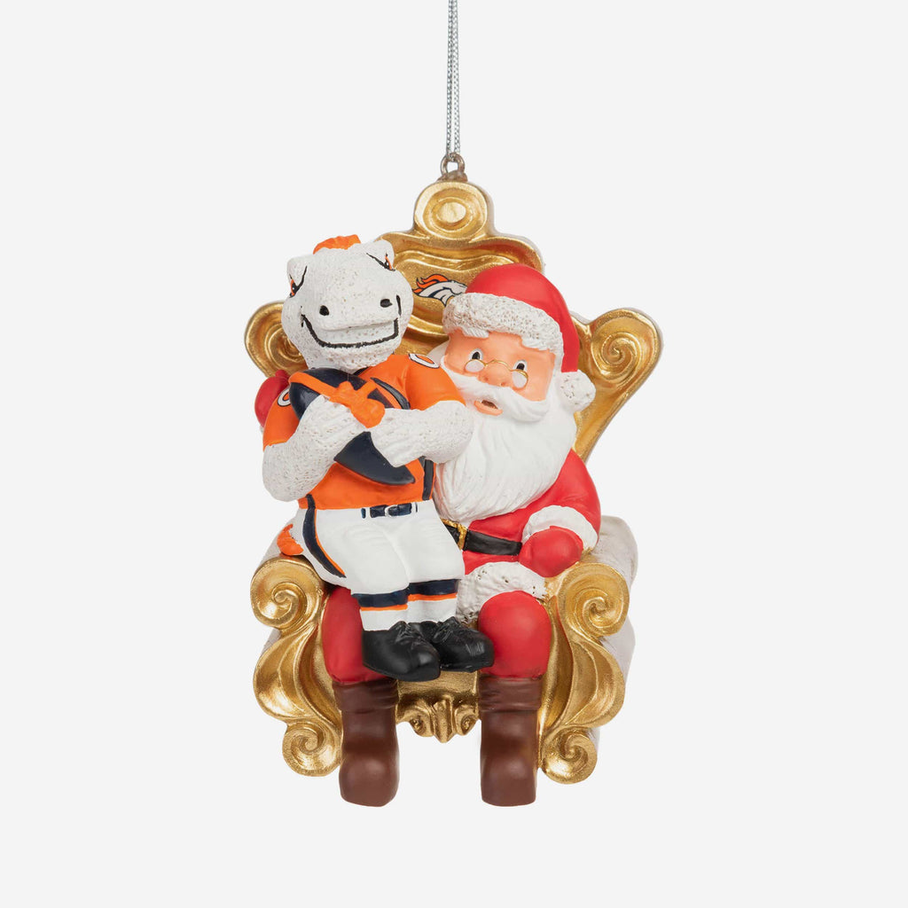 Miles Denver Broncos Mascot On Santa's Lap Ornament FOCO - FOCO.com