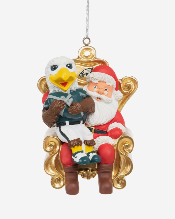 Swoop Philadelphia Eagles Mascot On Santa's Lap Ornament FOCO - FOCO.com