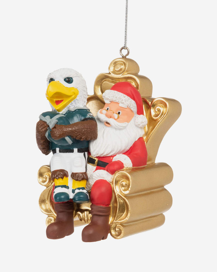 Swoop Philadelphia Eagles Mascot On Santa's Lap Ornament FOCO - FOCO.com