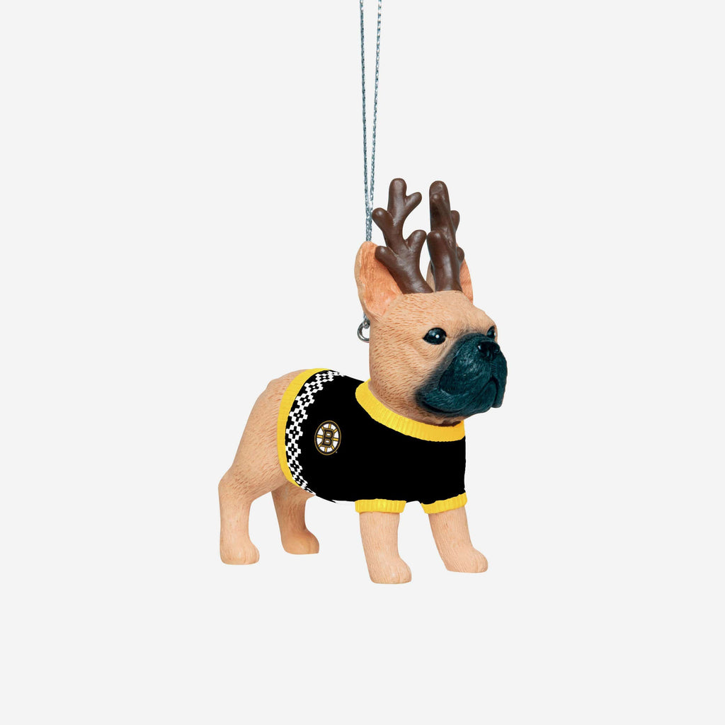 Boston Bruins French Bulldog Wearing Sweater Ornament FOCO - FOCO.com