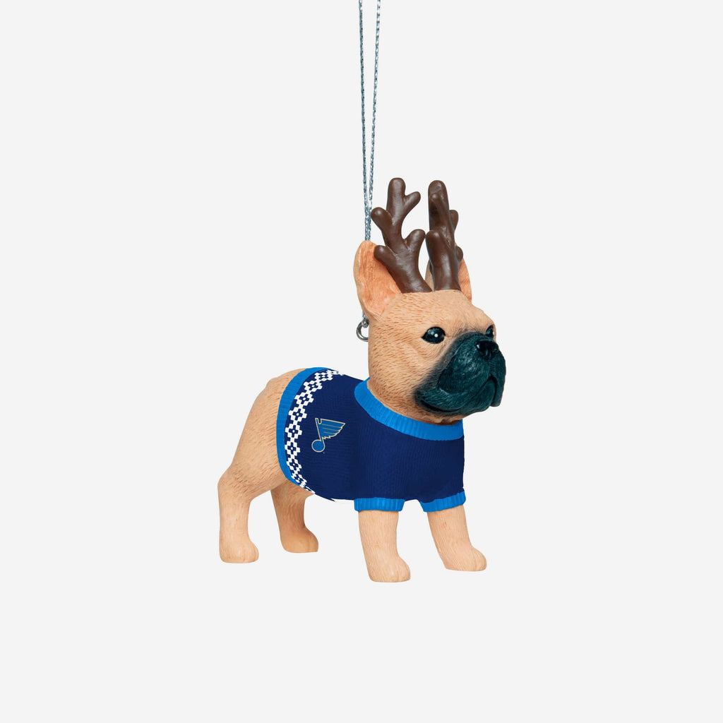 St Louis Blues French Bulldog Wearing Sweater Ornament FOCO - FOCO.com