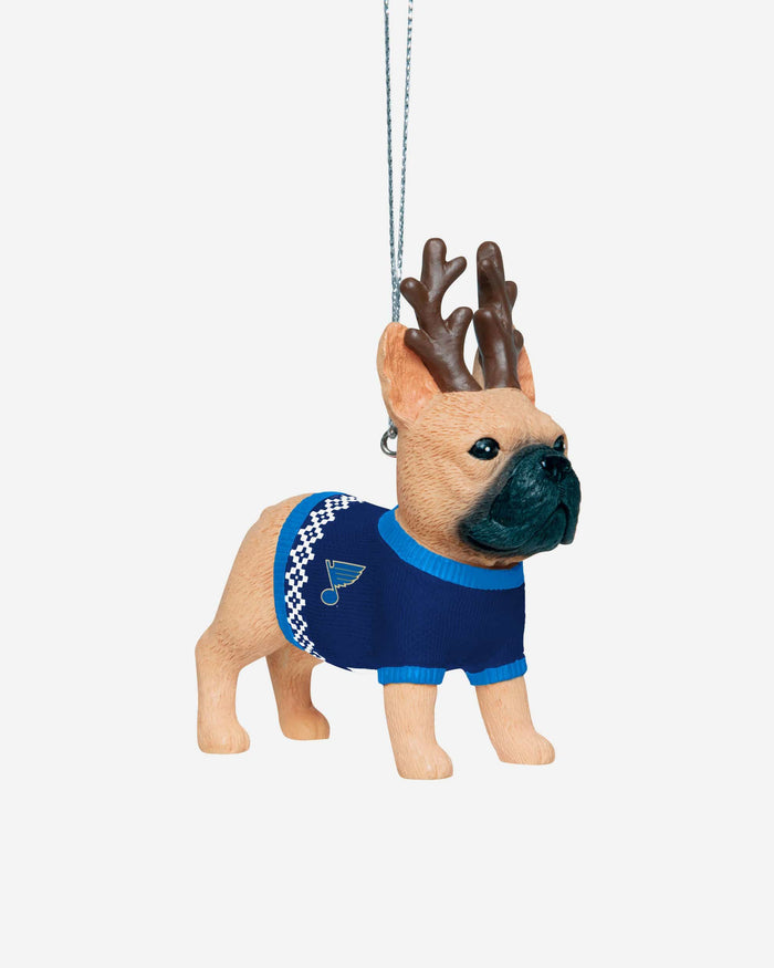 St Louis Blues French Bulldog Wearing Sweater Ornament FOCO - FOCO.com