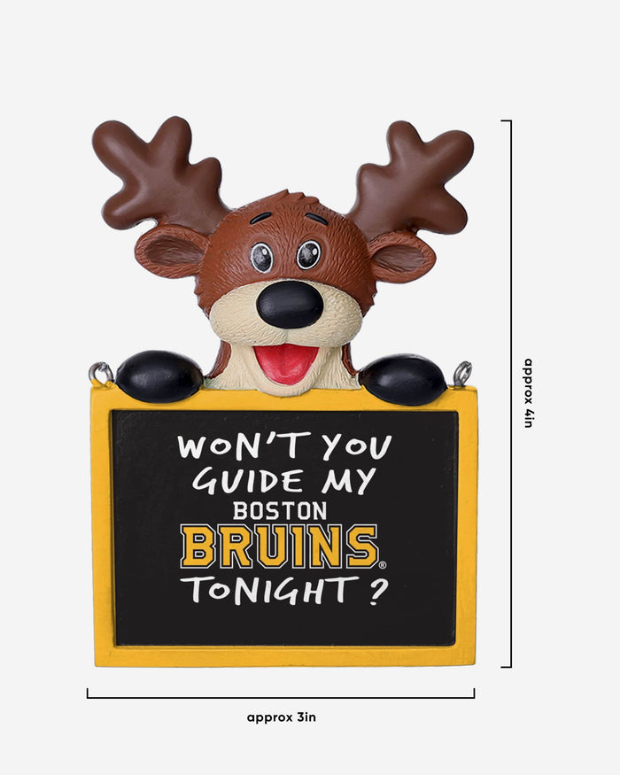 Boston Bruins Reindeer With Sign Ornament FOCO - FOCO.com