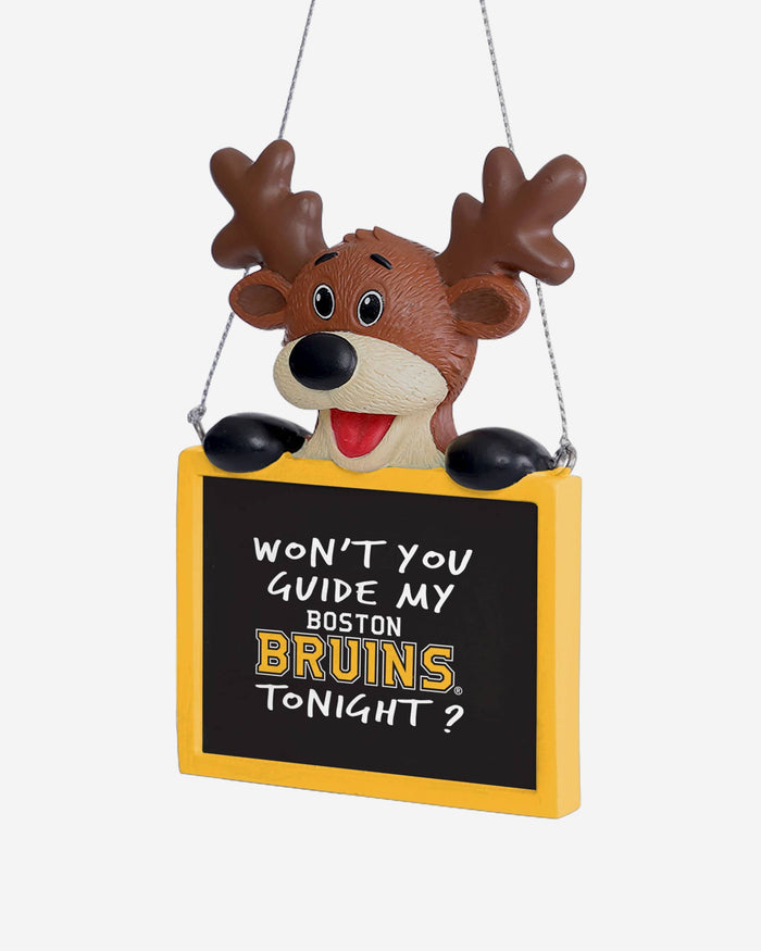 Boston Bruins Reindeer With Sign Ornament FOCO - FOCO.com