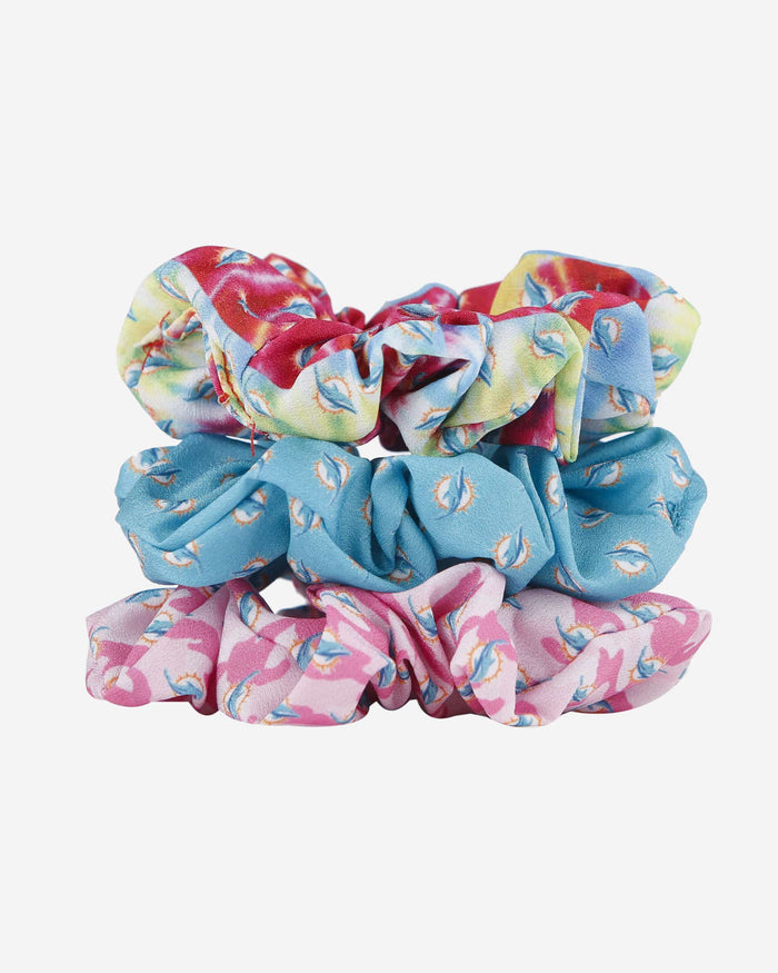 Miami Dolphins Mini Print 3 Pack Scrunchies FOCO - FOCO.com