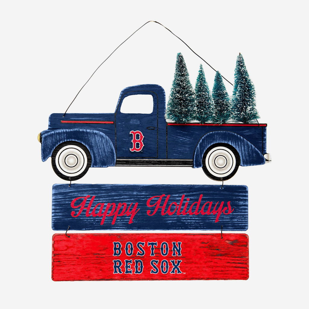 Boston Red Sox Wooden Truck With Tree Sign FOCO - FOCO.com