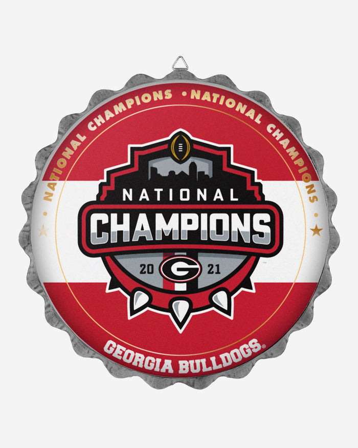 Georgia Bulldogs 2021 Football National Champions Metal Distressed Bottlecap Wall Sign FOCO - FOCO.com