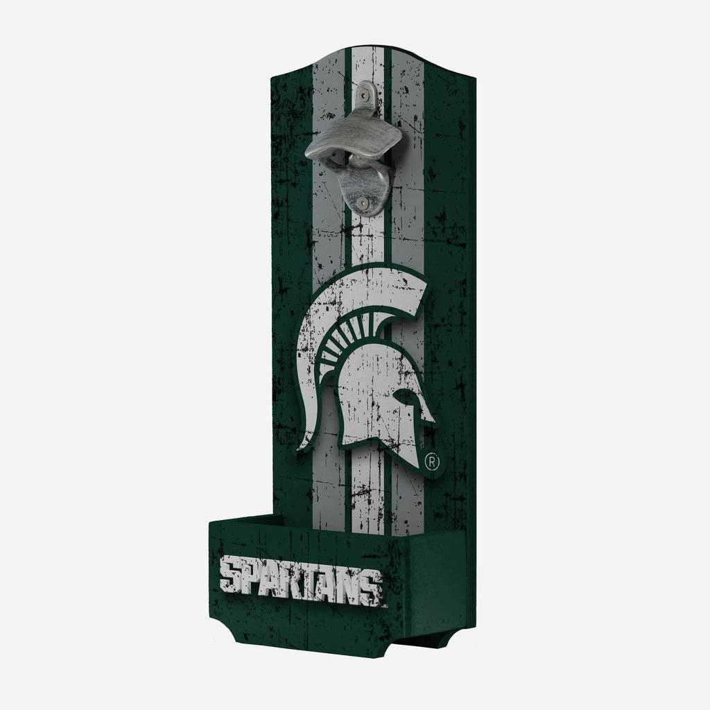 Michigan State Spartans Wooden Bottle Cap Opener Sign FOCO - FOCO.com