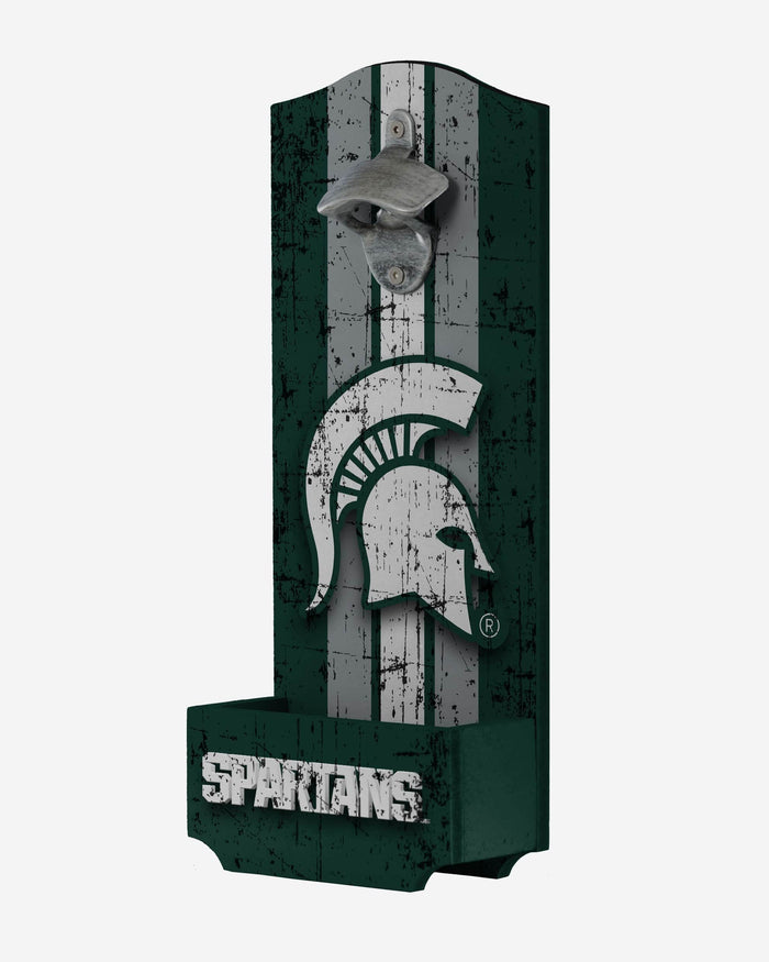 Michigan State Spartans Wooden Bottle Cap Opener Sign FOCO - FOCO.com