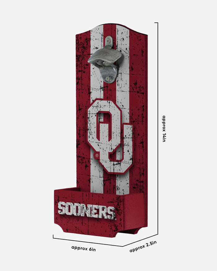 Oklahoma Sooners Wooden Bottle Cap Opener Sign FOCO - FOCO.com