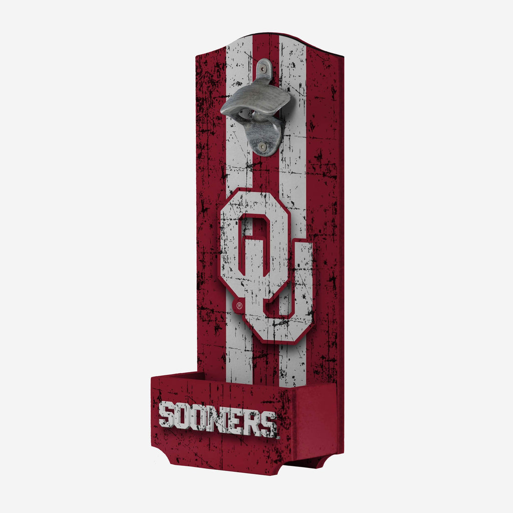 Oklahoma Sooners Wooden Bottle Cap Opener Sign FOCO - FOCO.com