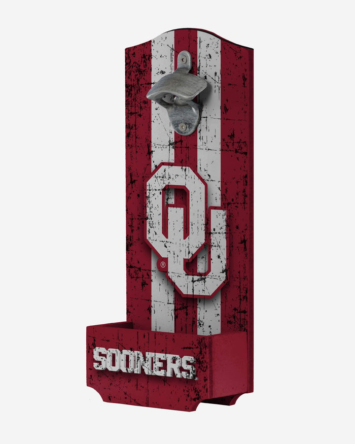 Oklahoma Sooners Wooden Bottle Cap Opener Sign FOCO - FOCO.com