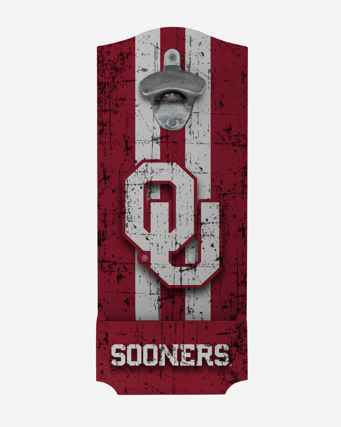 Oklahoma Sooners Wooden Bottle Cap Opener Sign FOCO - FOCO.com