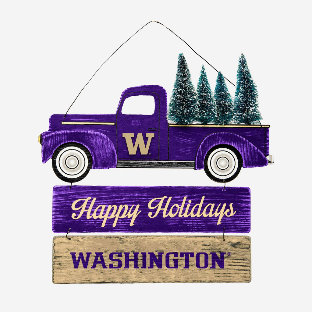Washington Huskies Wooden Truck With Tree Sign FOCO - FOCO.com