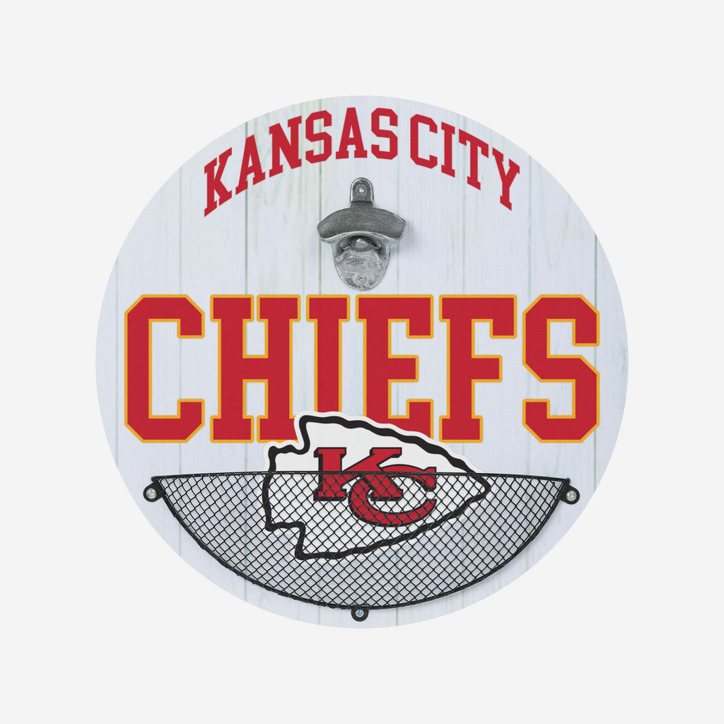 Kansas City Chiefs Bottle Opener Cap Catcher Wall Sign FOCO - FOCO.com