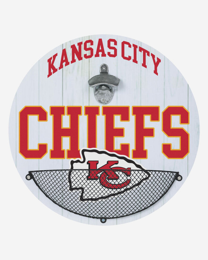 Kansas City Chiefs Bottle Opener Cap Catcher Wall Sign FOCO - FOCO.com