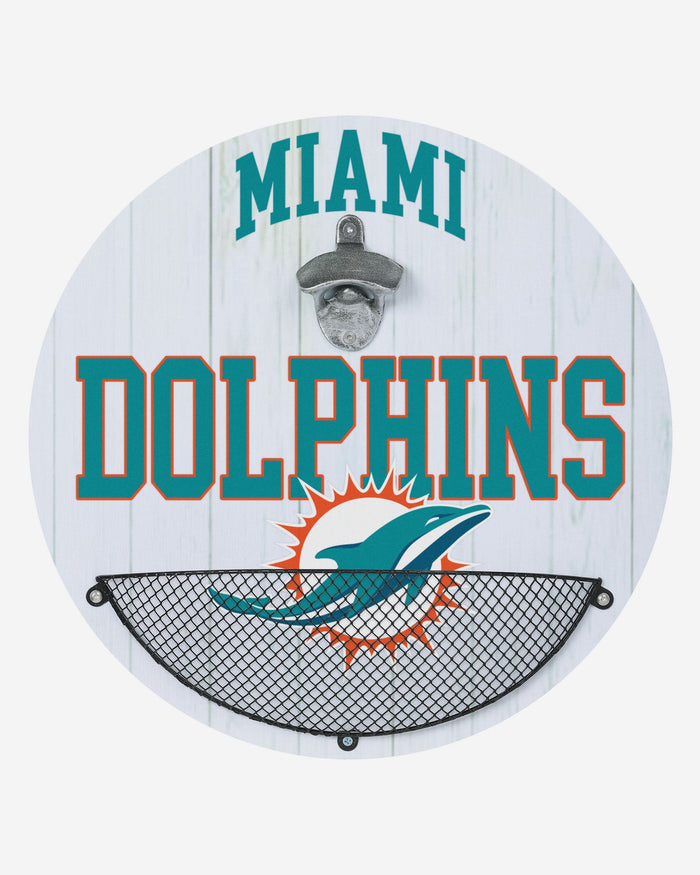 Miami Dolphins Bottle Opener Cap Catcher Wall Sign FOCO - FOCO.com