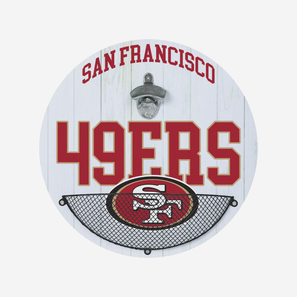 San Francisco 49ers Bottle Opener Cap Catcher Wall Sign FOCO - FOCO.com
