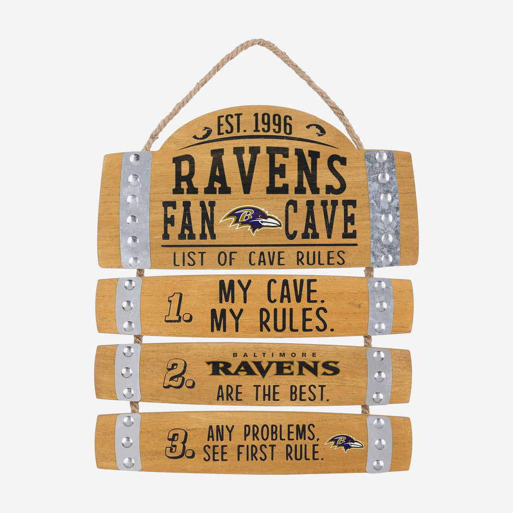 Baltimore Ravens Barrel Slat Mancave Sign FOCO - FOCO.com