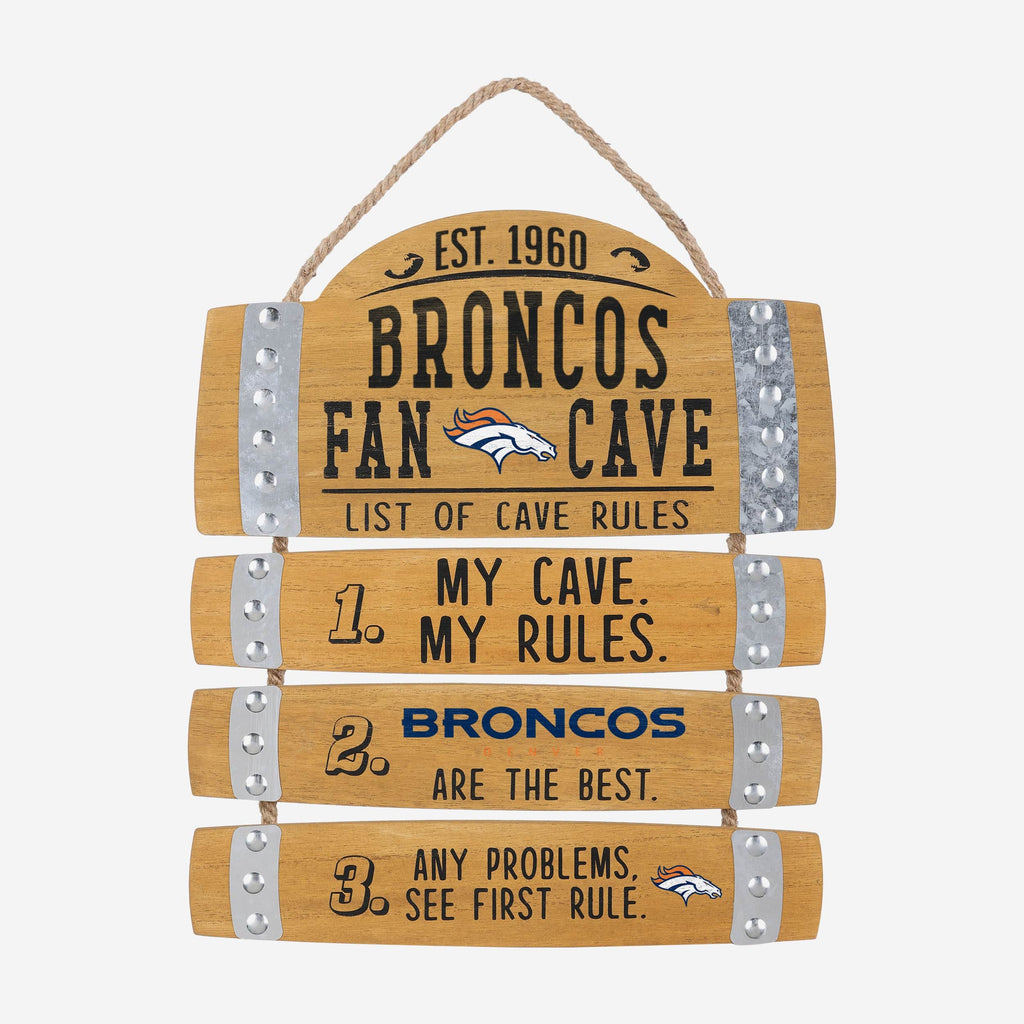 Denver Broncos Barrel Slat Mancave Sign FOCO - FOCO.com