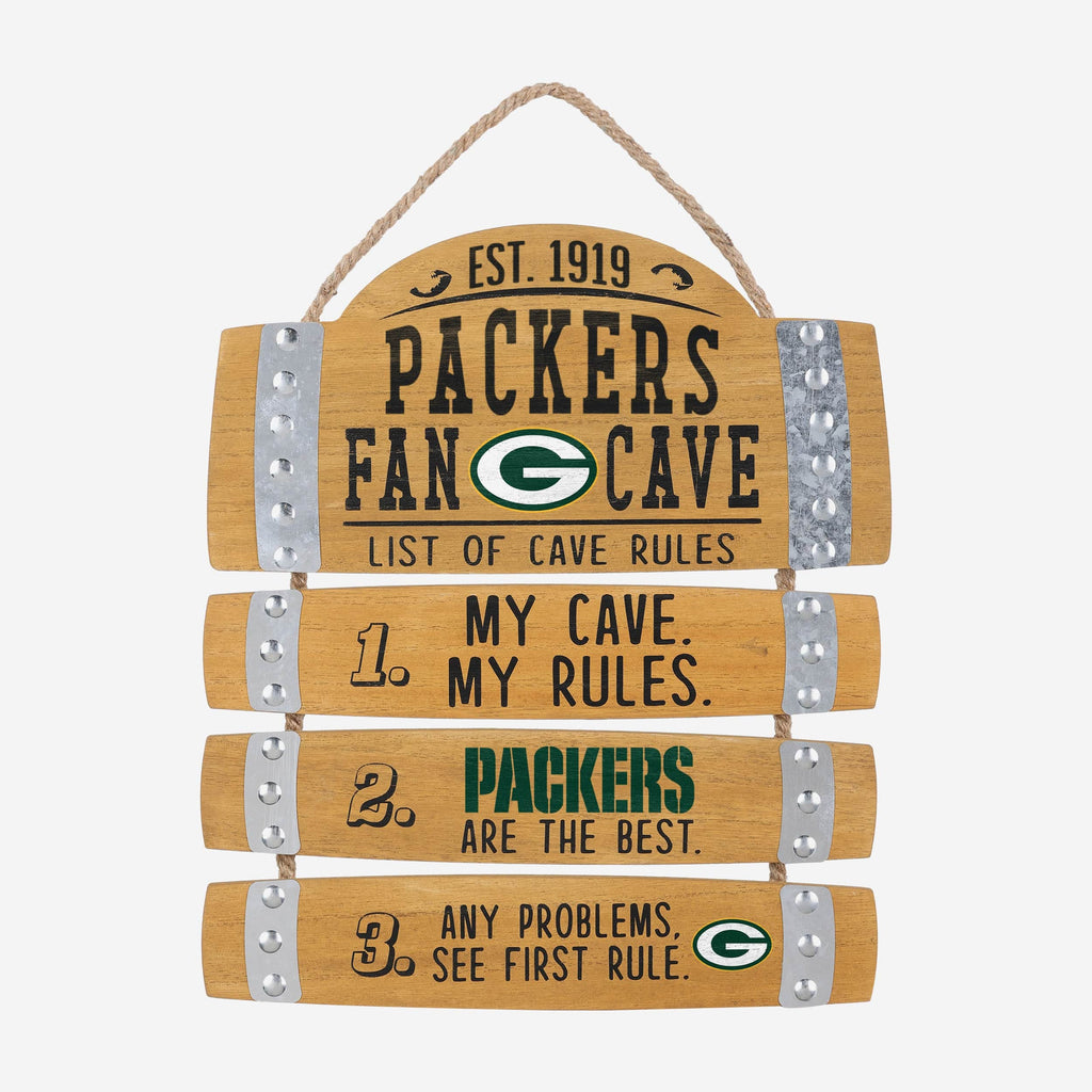 Green Bay Packers Barrel Slat Mancave Sign FOCO - FOCO.com