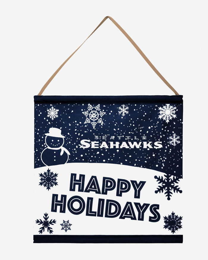 Seattle Seahawks Happy Holidays Banner Sign FOCO - FOCO.com