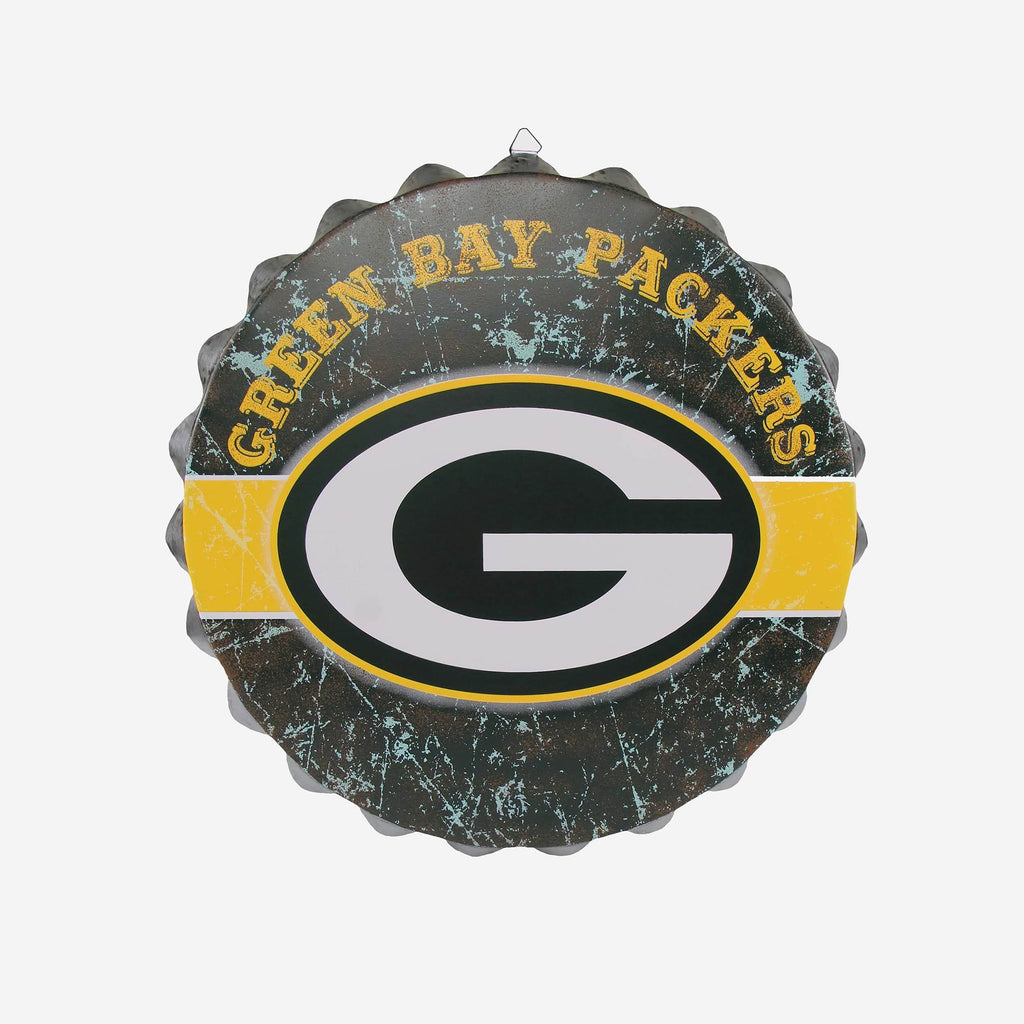 Green Bay Packers Metal Distressed Bottle Cap Sign FOCO - FOCO.com