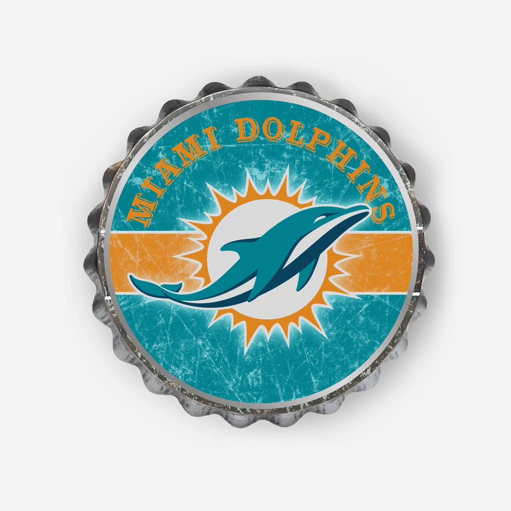 Miami Dolphins Metal Distressed Bottle Cap Sign FOCO - FOCO.com