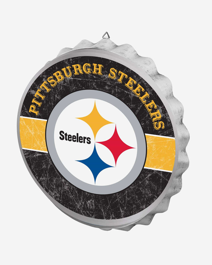 Pittsburgh Steelers Metal Distressed Bottle Cap Sign FOCO - FOCO.com