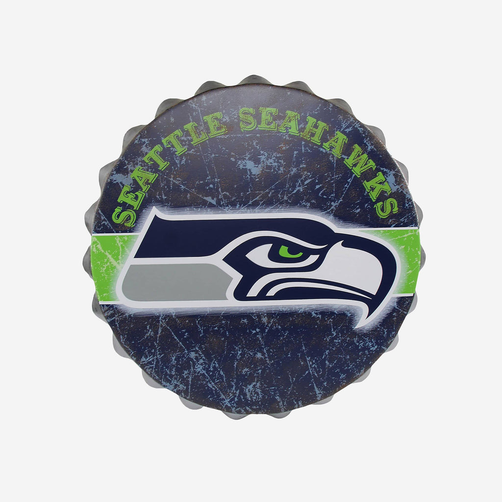 Seattle Seahawks Metal Distressed Bottle Cap Sign FOCO - FOCO.com