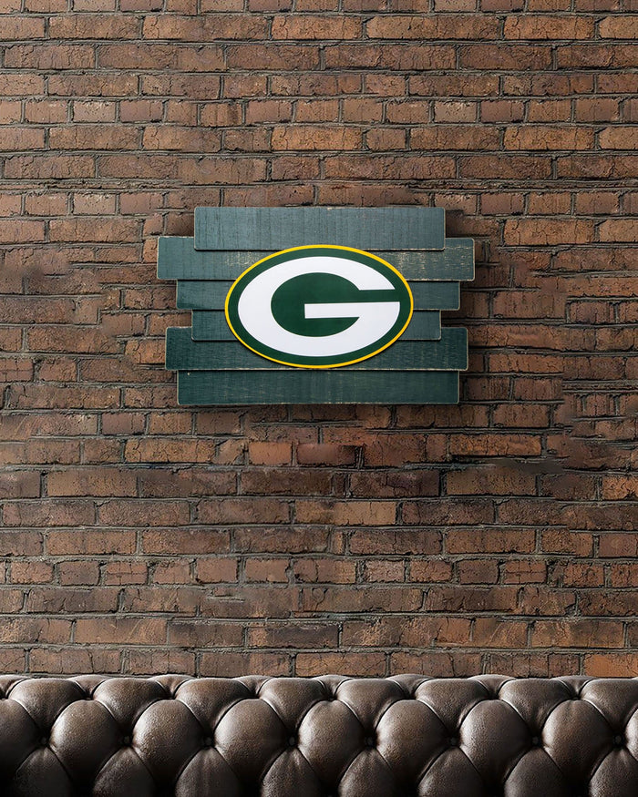 Green Bay Packers Staggered Wood Logo Sign FOCO - FOCO.com