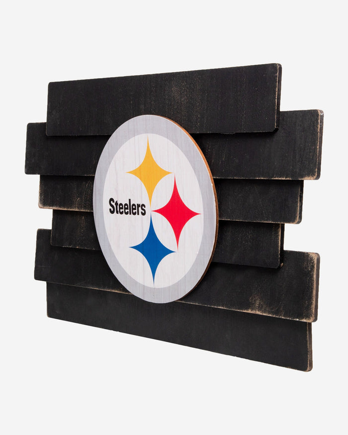 Pittsburgh Steelers Staggered Wood Logo Sign FOCO - FOCO.com