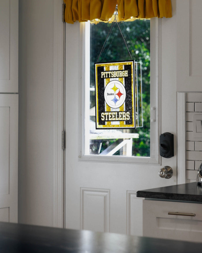 Pittsburgh Steelers Team Stripe Stain Glass Sign FOCO - FOCO.com