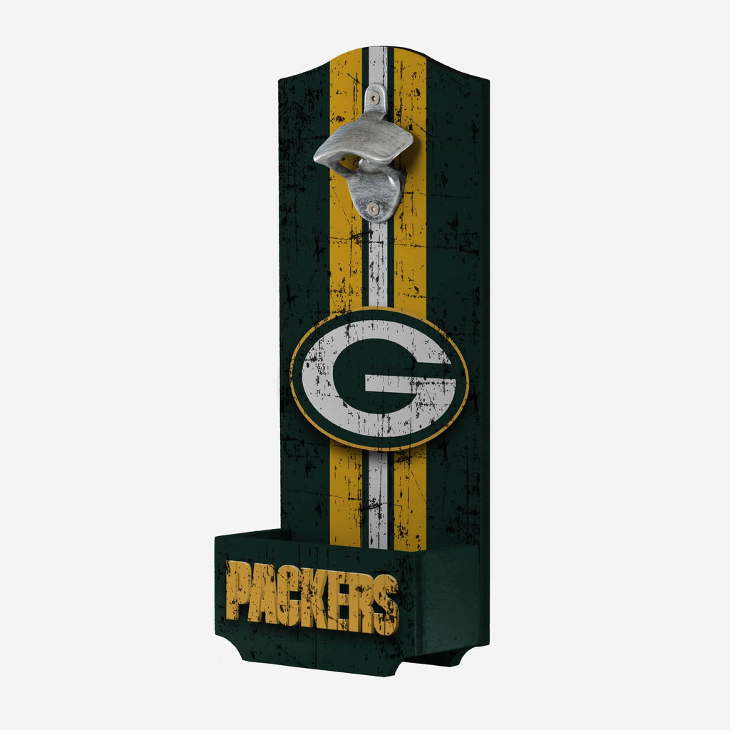 Green Bay Packers Wooden Bottle Cap Opener Sign FOCO - FOCO.com