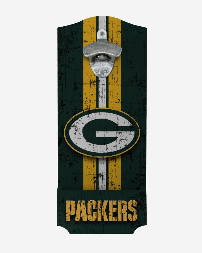 Green Bay Packers Wooden Bottle Cap Opener Sign FOCO - FOCO.com