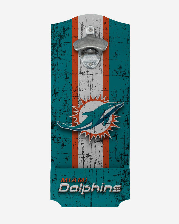 Miami Dolphins Wooden Bottle Cap Opener Sign FOCO - FOCO.com