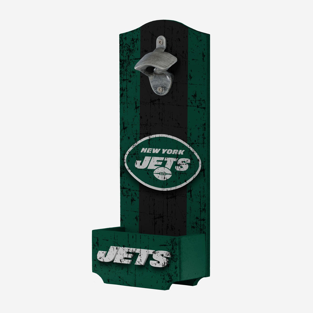 New York Jets Wooden Bottle Cap Opener Sign FOCO - FOCO.com