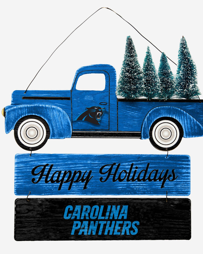 Carolina Panthers Wooden Truck With Tree Sign FOCO - FOCO.com