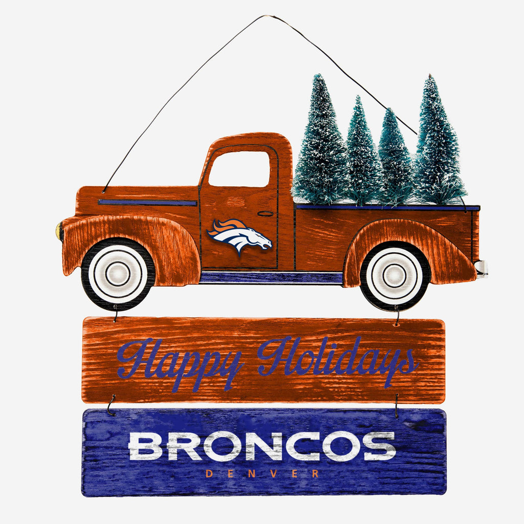 Denver Broncos Wooden Truck With Tree Sign FOCO - FOCO.com