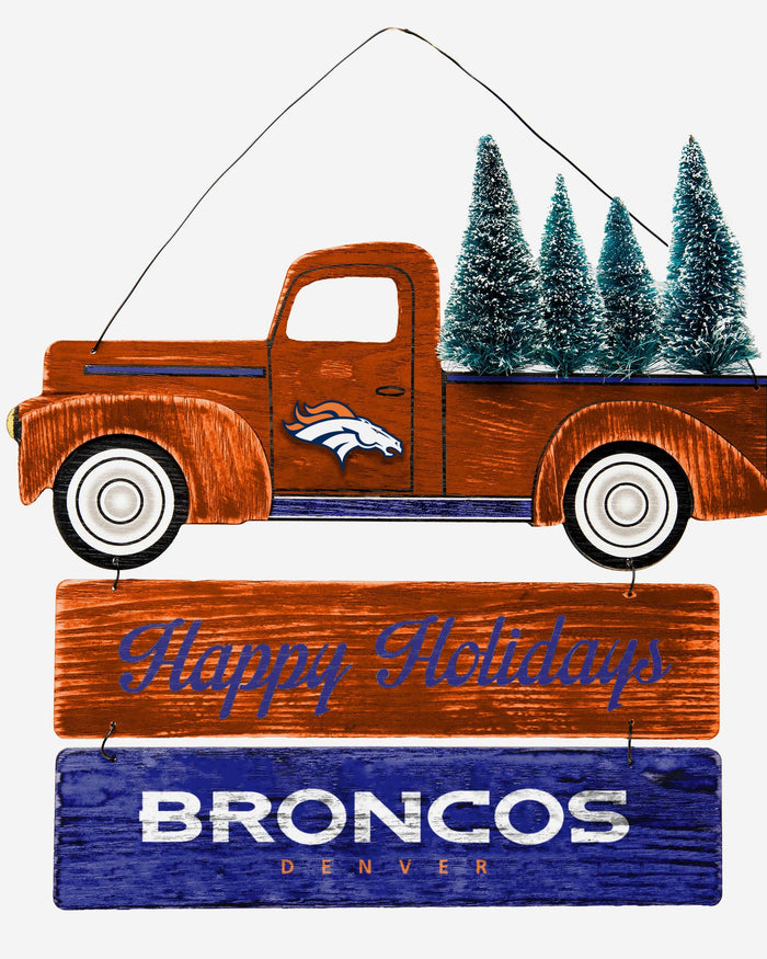 Denver Broncos Wooden Truck With Tree Sign FOCO - FOCO.com