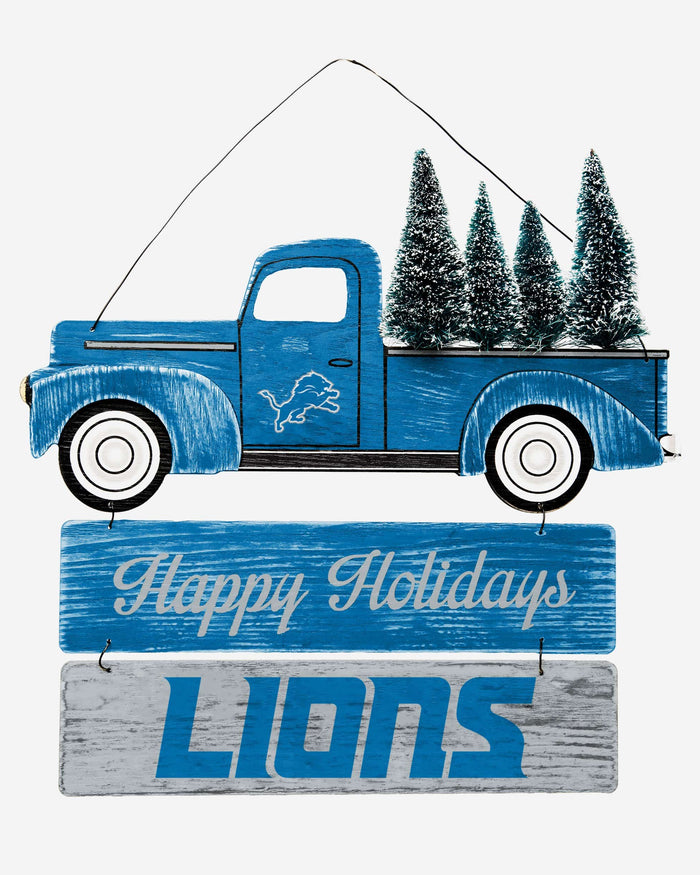 Detroit Lions Wooden Truck With Tree Sign FOCO - FOCO.com