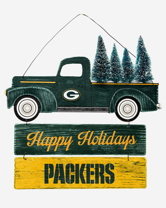 Green Bay Packers Wooden Truck With Tree Sign FOCO - FOCO.com