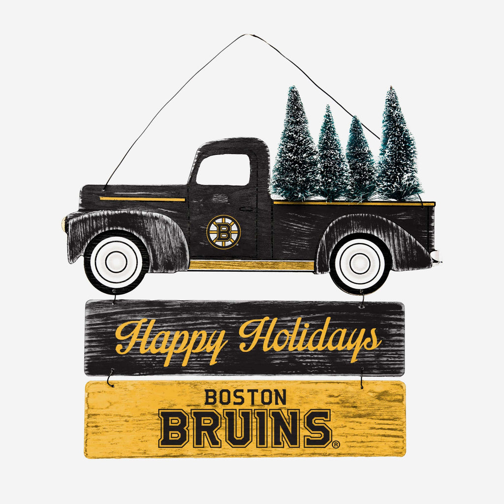 Boston Bruins Wooden Truck With Tree Sign FOCO - FOCO.com