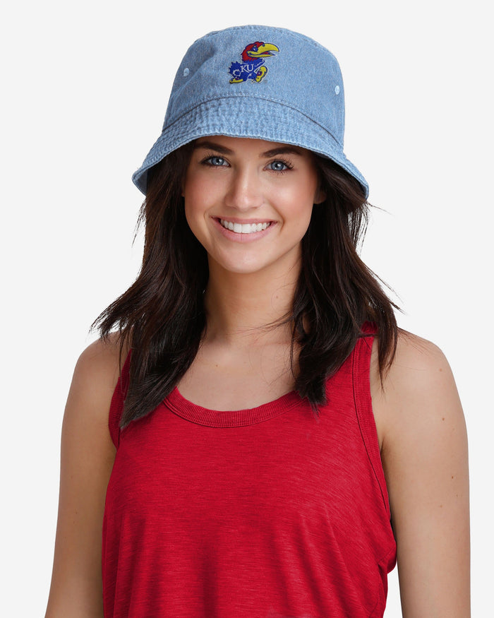 Kansas Jayhawks Denim Bucket Hat FOCO - FOCO.com