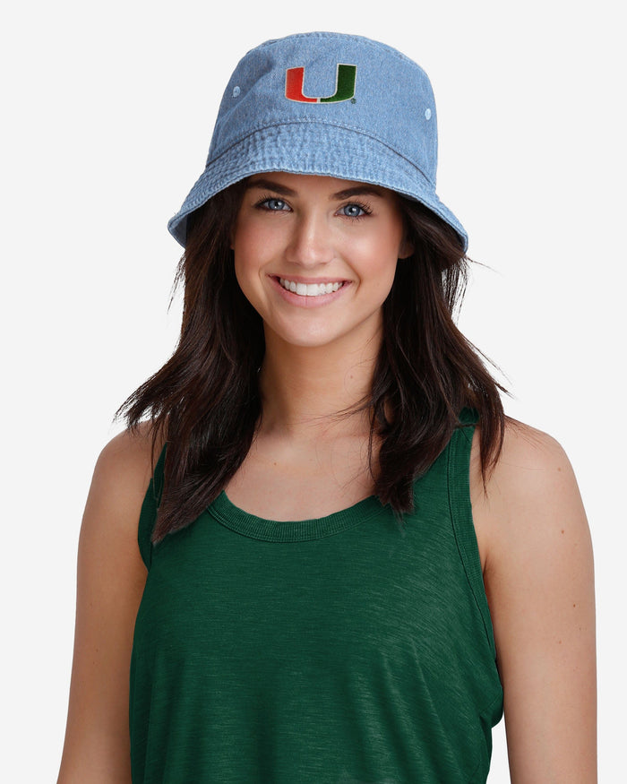 Miami Hurricanes Denim Bucket Hat FOCO - FOCO.com