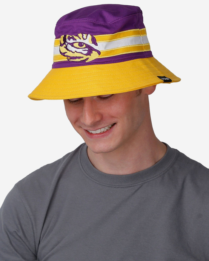 LSU Tigers Team Stripe Bucket Hat FOCO - FOCO.com
