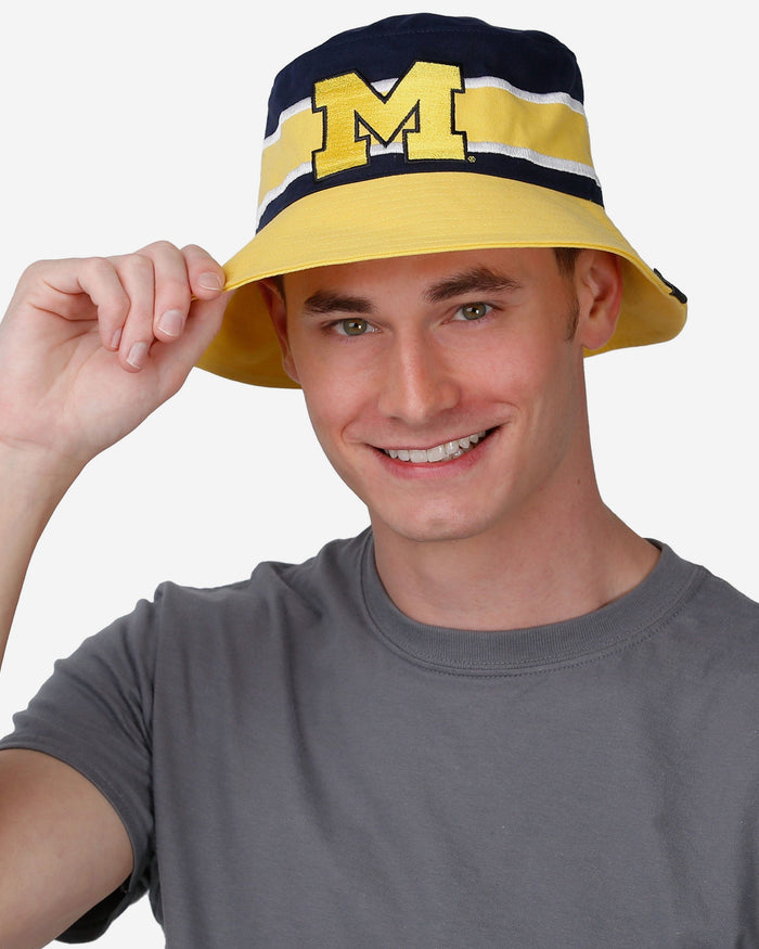 Michigan Wolverines Team Stripe Bucket Hat FOCO - FOCO.com