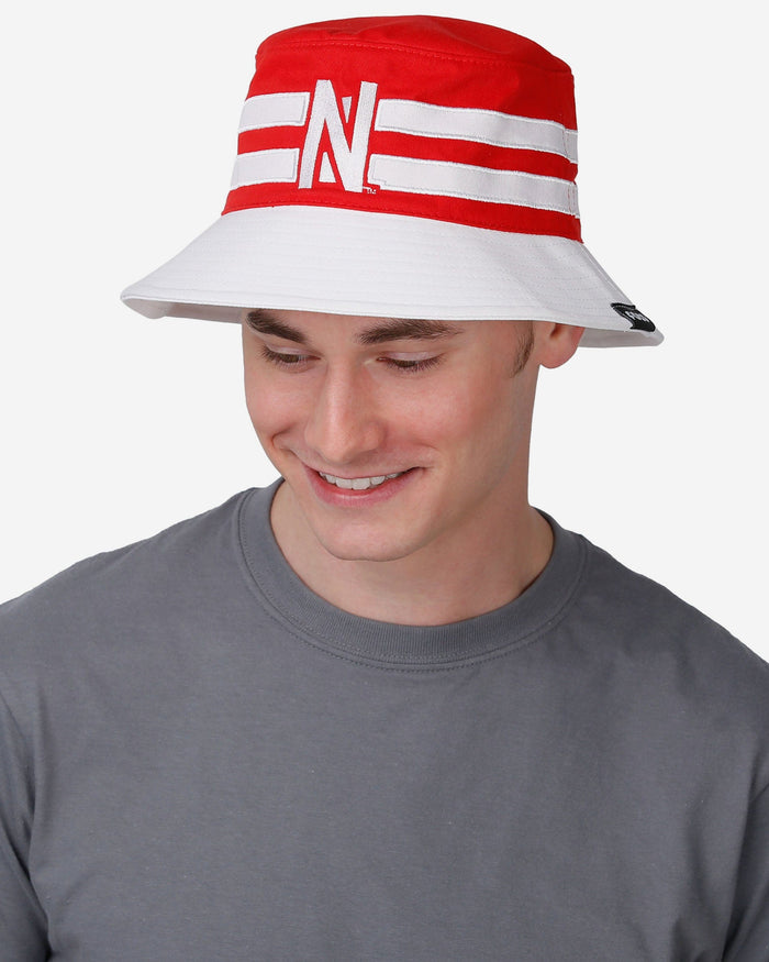 Nebraska Cornhuskers Team Stripe Bucket Hat FOCO - FOCO.com